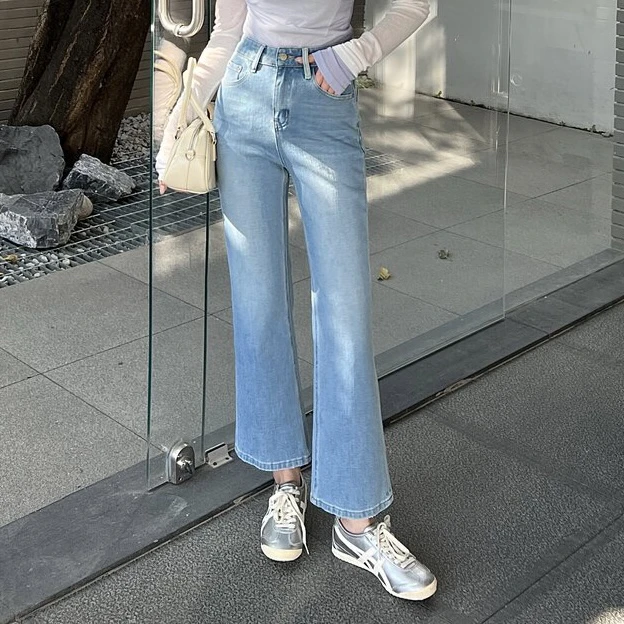 美树 春上新 高级四面弹力九分微喇牛仔裤  T17511#