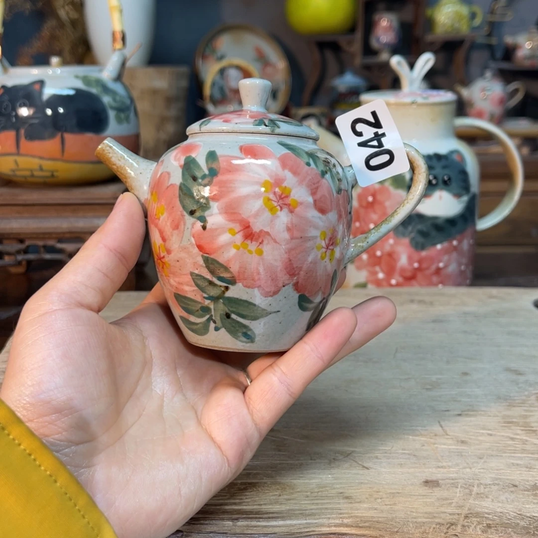 壶素浅陶瓷手工手绘