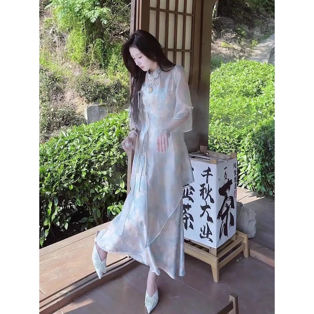 《牡丹亭•南柯》定制牡丹花松量旗袍套装 C502