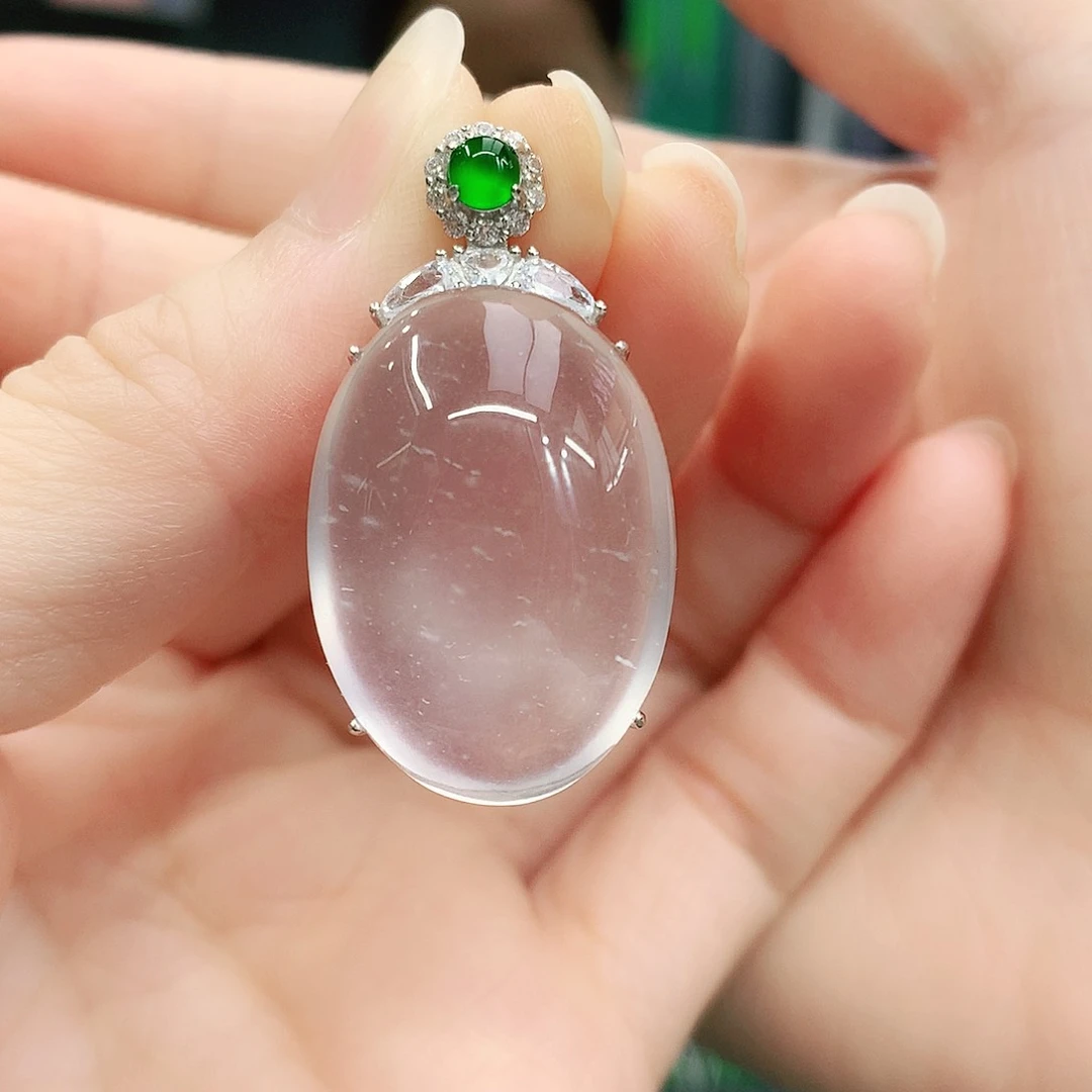 银S925镶嵌吊坠石英质玉