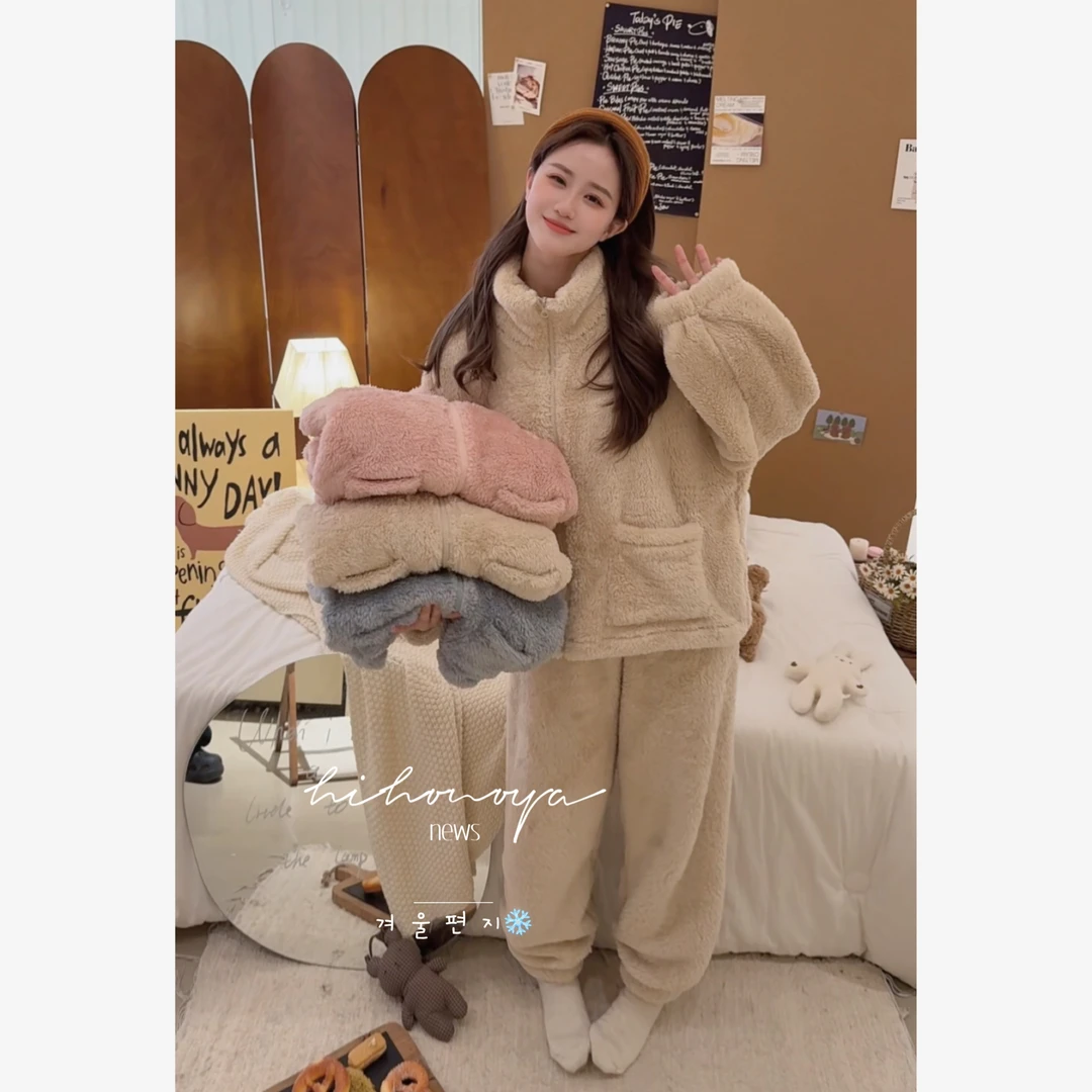 【暖意绒绒衣】二Hihoniya~2025冬亲子绒绒蓄热羊羔毛熊猫绒家居服