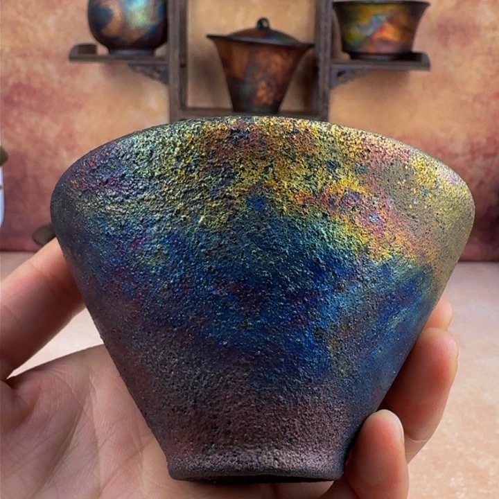 荥经黑砂炸福利窑彩斗笠杯微瑕不退不换介意勿拍44