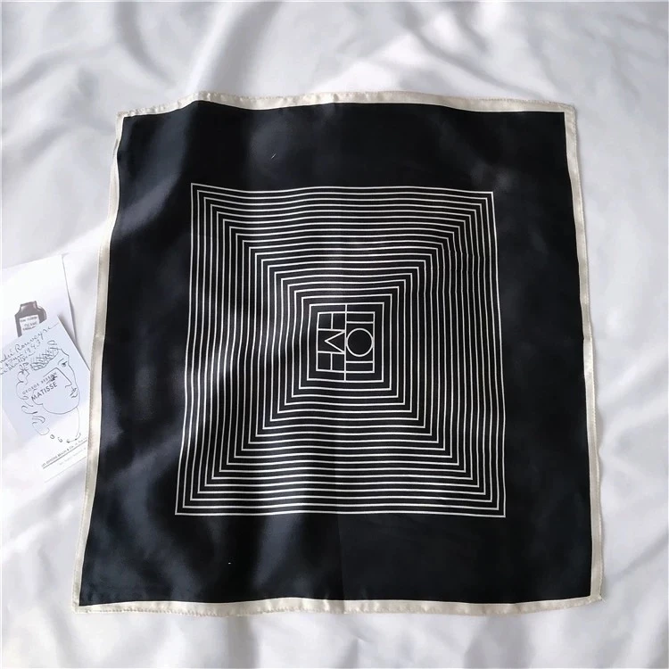 【黑色条纹】90*90方巾显白桑波缎洋气时尚百搭春季围巾气质夏季1