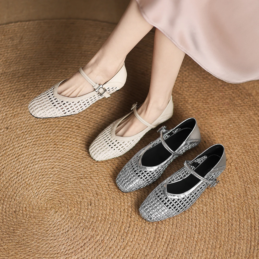 【梦薇】真皮女鞋2025春夏新款时尚气质舒适软底单鞋52215