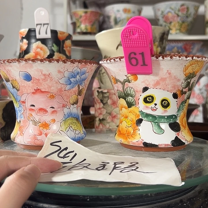 景德镇幸运花盆手绘韩式花盆