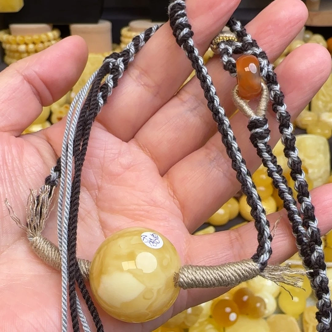 琥珀未镶嵌套链天然俄料蜜蜡圆珠锁骨