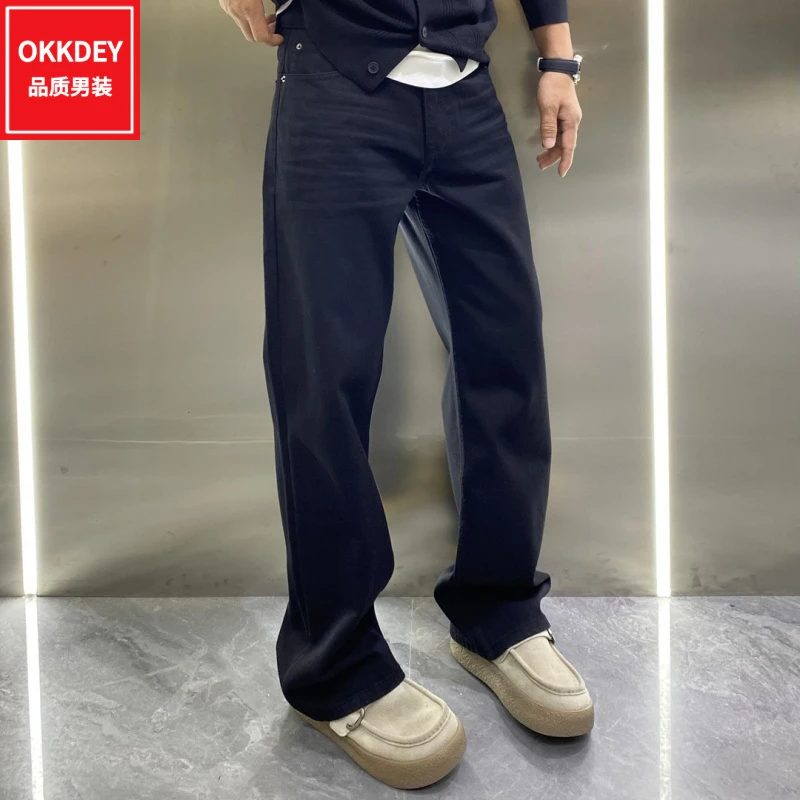 男士潮牌新款美式休闲牛仔裤高级感轻奢男装直筒裤子时尚百搭长裤