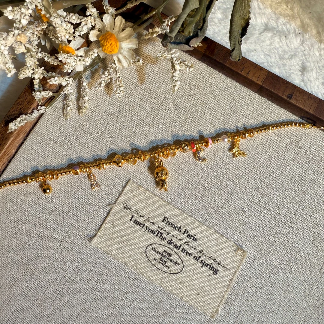 925银手链 925银盘缠烧蓝甜甜圈拉布布手链