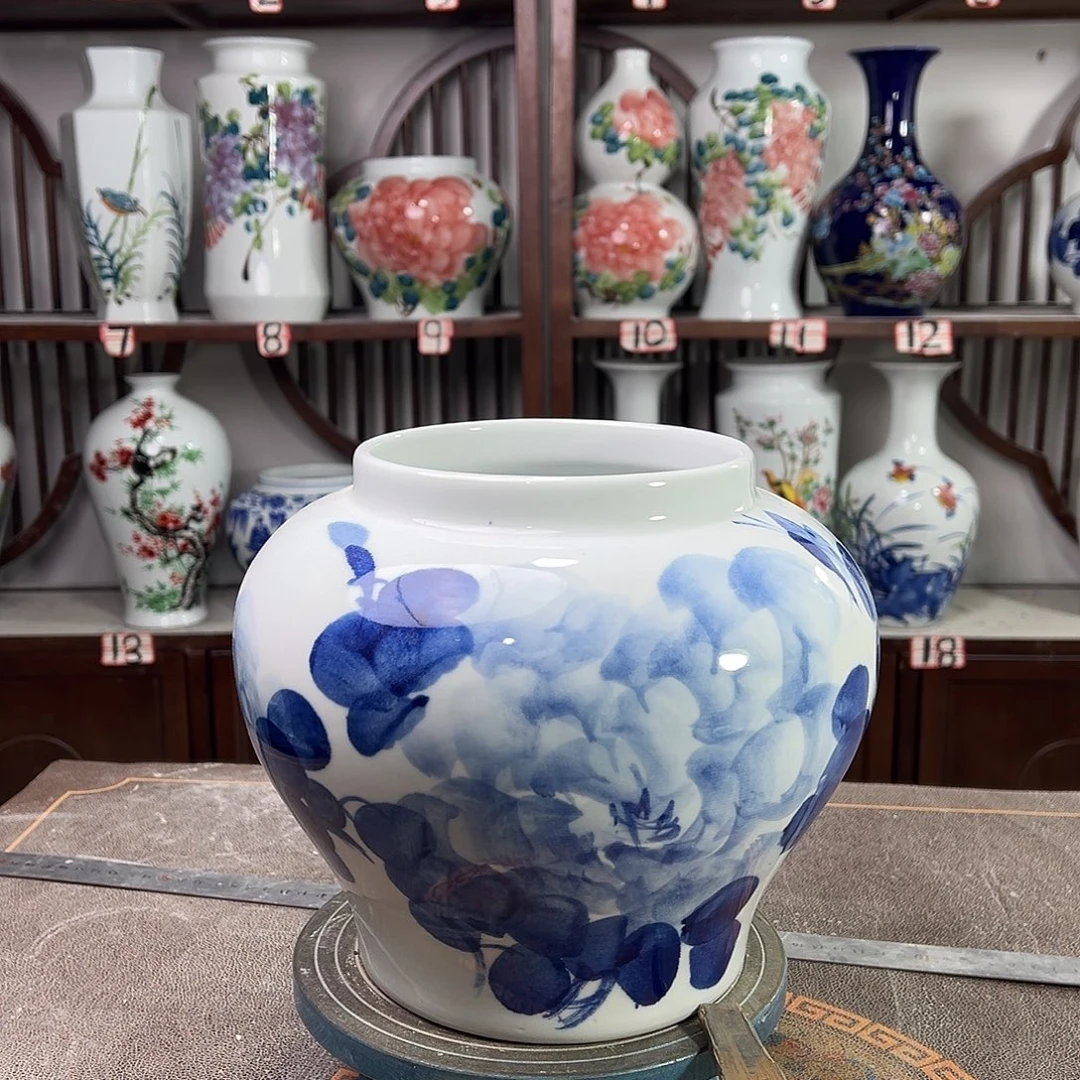 陶摆件景德镇陶瓷大口青牡