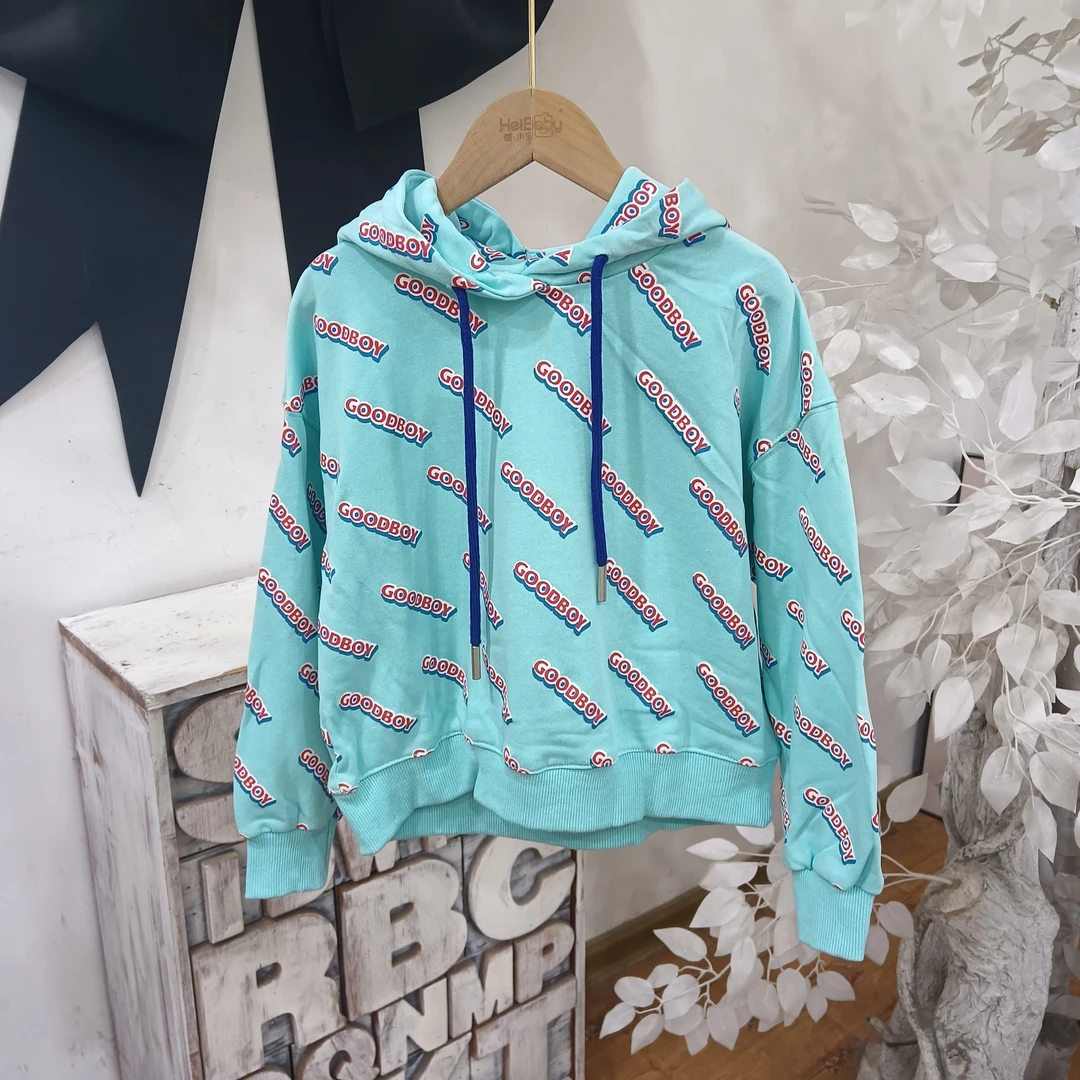 G699蓝色带帽卫衣童装