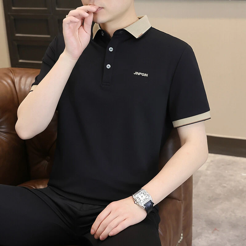 MWB888休闲岔色翻领男士POLO短袖