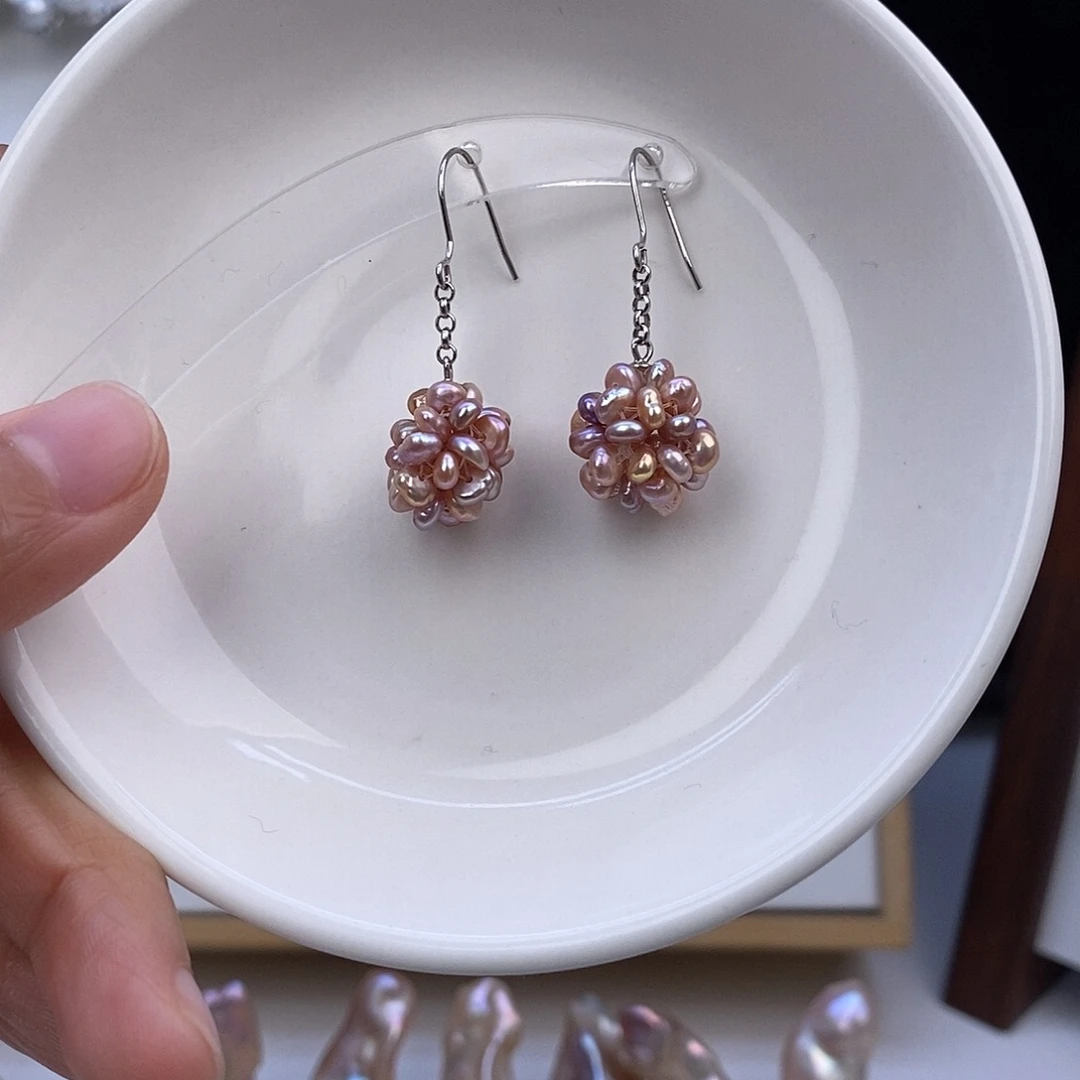 淡水珍珠耳饰银S925镶嵌