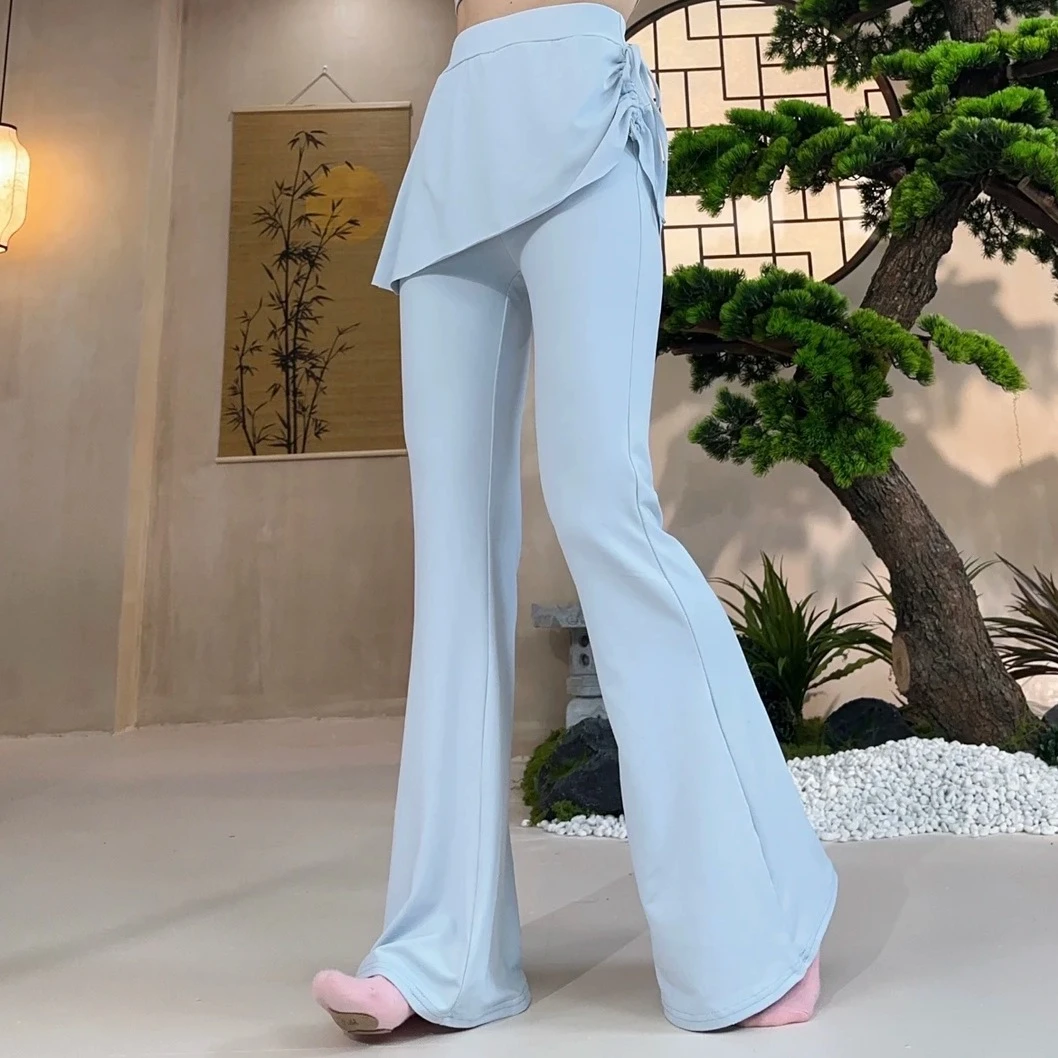 2025新款现代舞古典舞假两件微喇裤高腰提臂日常练功中国舞舞蹈裤