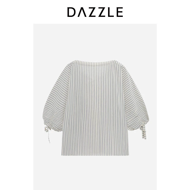 DAZZLE地素小上衣白色条纹小上衣2E3D407