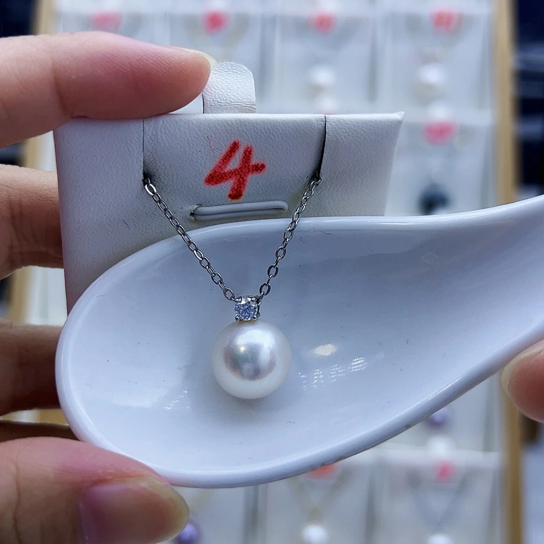 淡水珍珠银S925镶嵌吊坠(不含链)