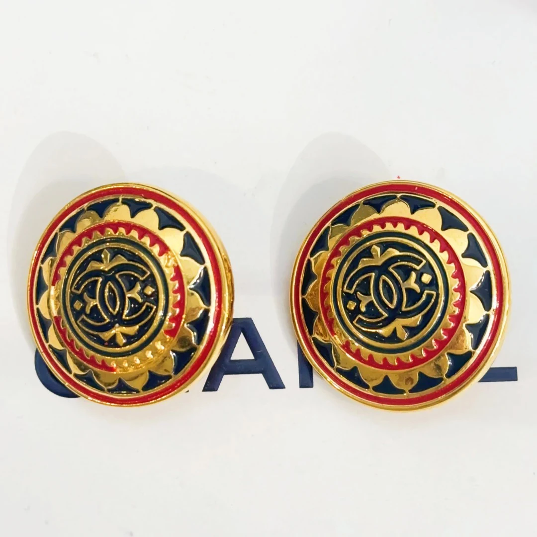 95新 Chanel/香奈儿 Chanel vintage香奈儿中古黑金耳夹