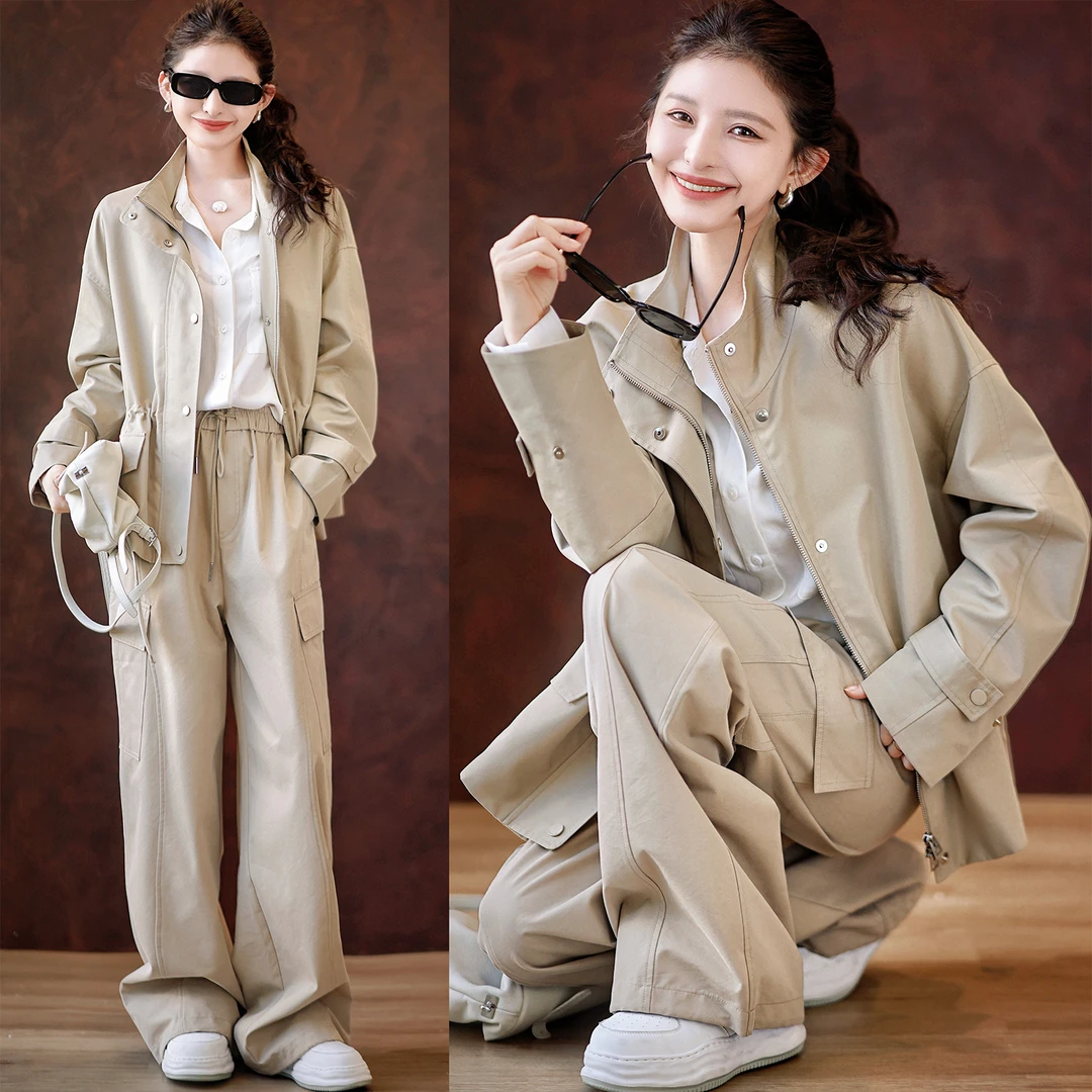 【赵大喜】现货！丽颖姐-帅气工装套装 | 棉外/醋酸里秋冬穿搭两件套