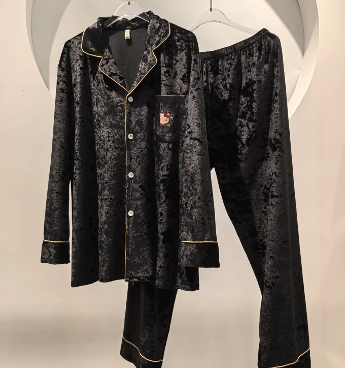 【kitty猫】金钻绒睡衣软丝男女同款网红家居服套装情侣可外穿