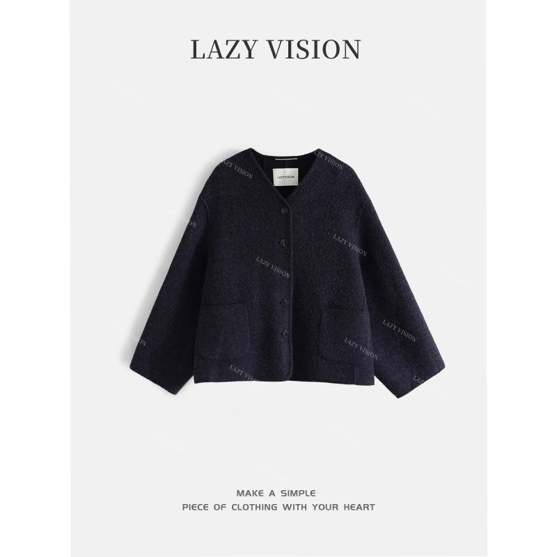 LAZYVISION*羊毛‘羊驼毛’短款大衣女士外套ZMD-31771