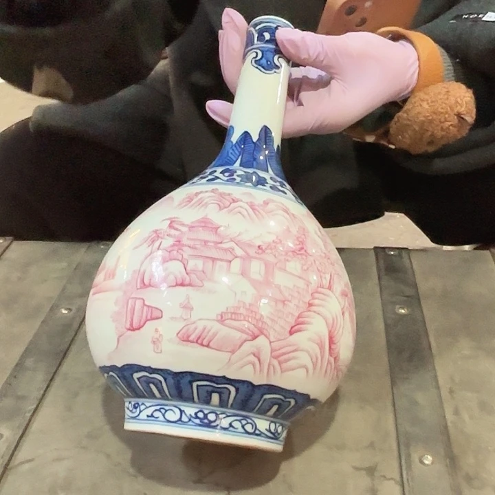 摆件陶景德镇高温直口瓶