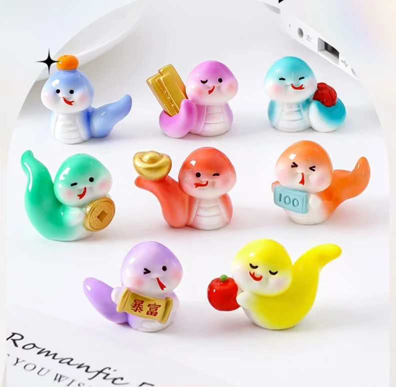 【许愿+九宫格】创意新年温感变色蛇公仔diy微景观装饰摆件