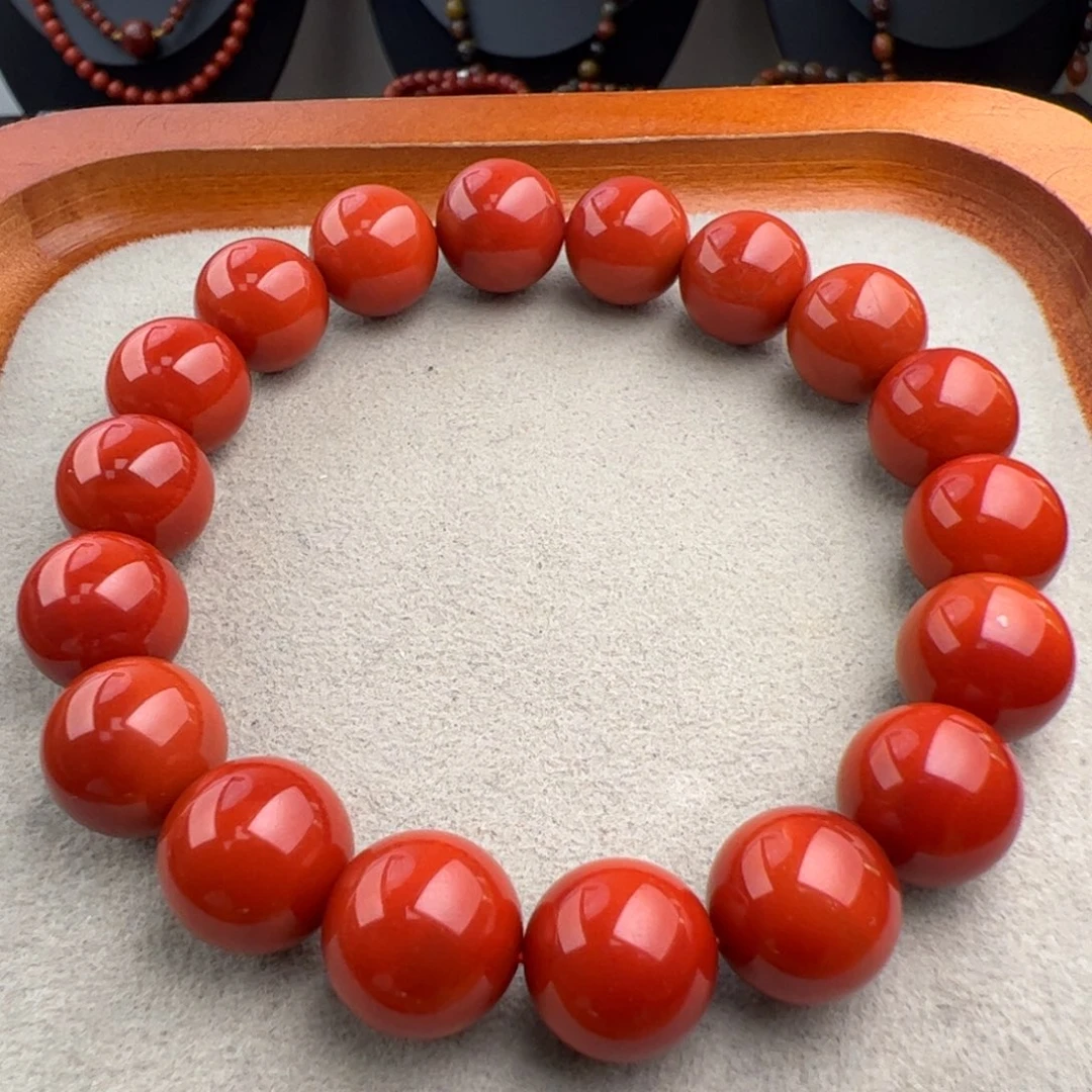 南红玛瑙未镶嵌（满肉锦红手串11+）