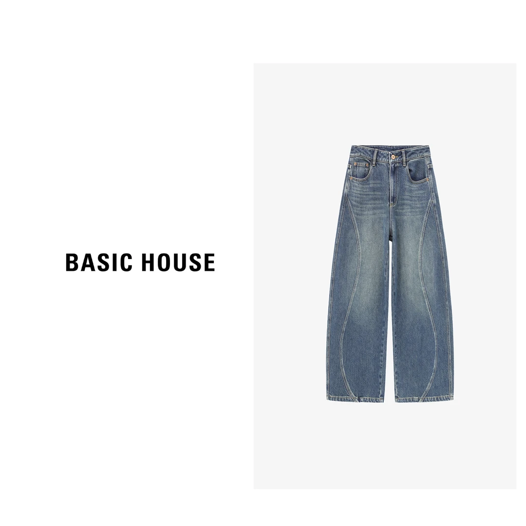 Basic House/百家好百搭老钱风女装直筒宽松女牛仔裤-B0625B5JXR2