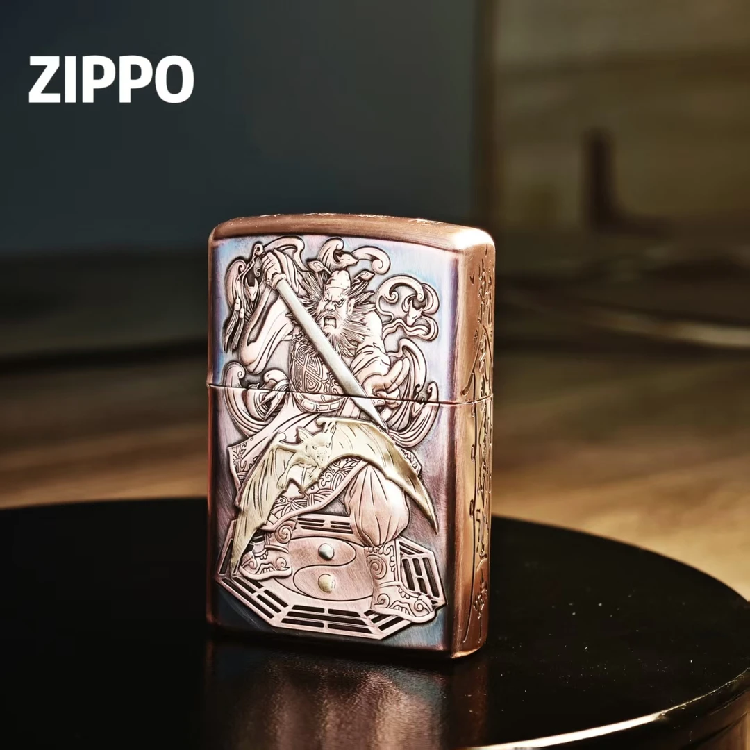 ZIPPO/之宝打火机正版紫铜套壳贴章钟馗山鬼花钱男士防风XBL-DYJ1