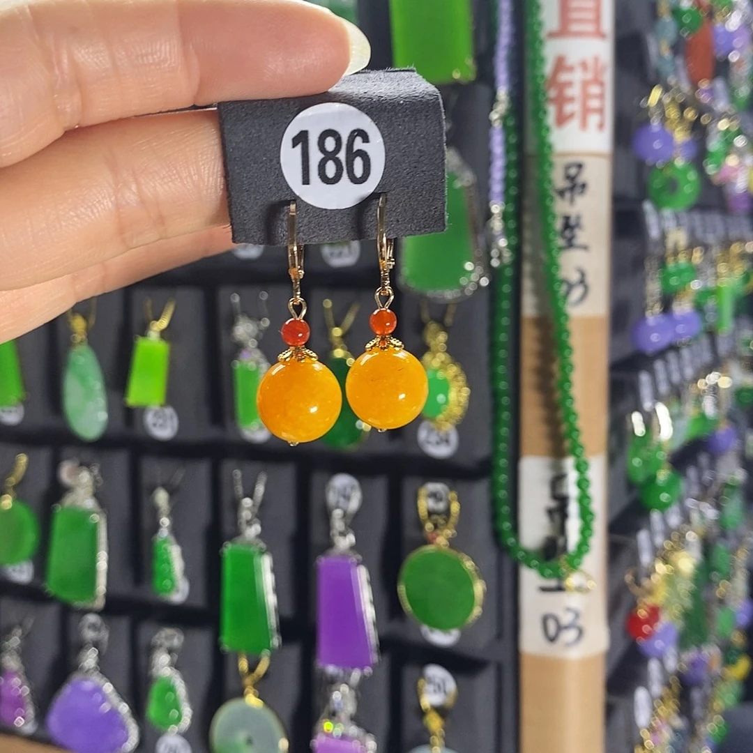 银S925镶嵌翡翠耳饰186