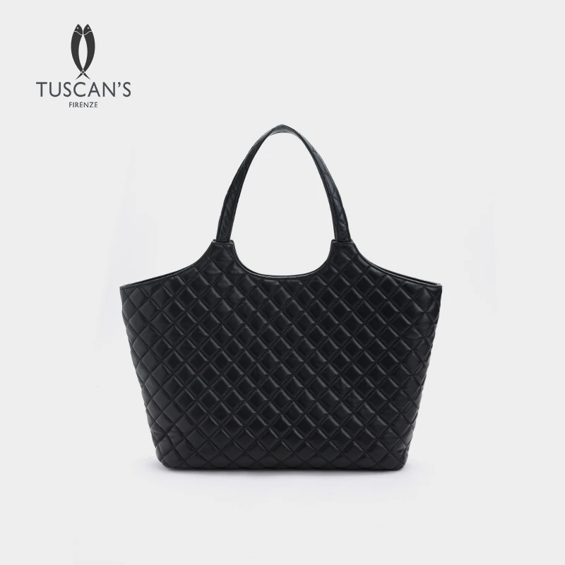TUSCAN'S时尚休闲黑色大容量女士腋下托特包