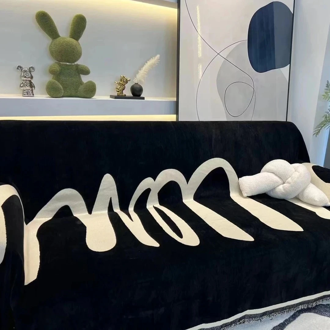 《美式M》雪尼尔沙发巾现代防滑简约沙发盖布一片式全盖沙发套罩