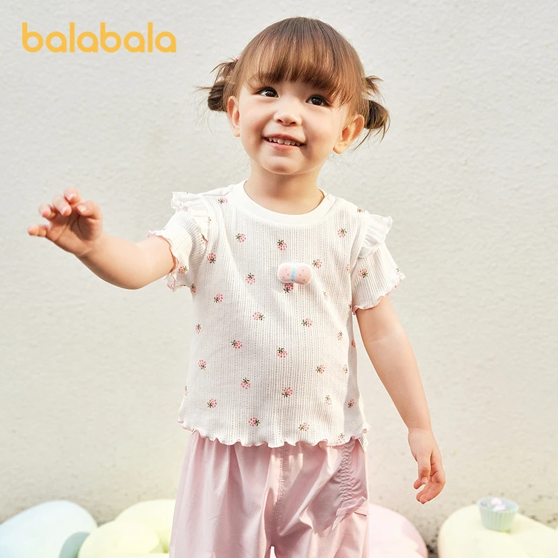 巴拉巴拉宝宝短袖t恤婴儿女童上衣2025新款夏装甜美精致洋气舒适