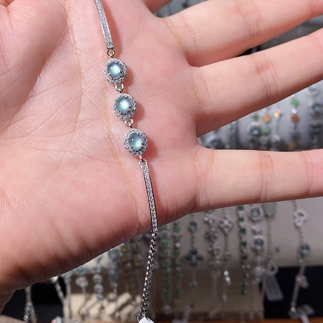 翡翠银S925镶嵌手链