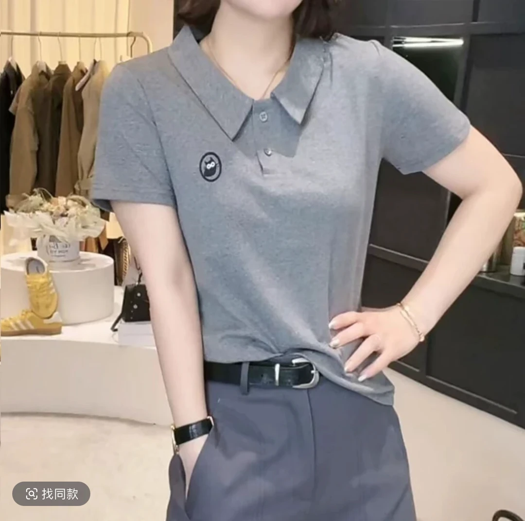 25夏季新款短袖t恤polo领时尚百搭女款上衣