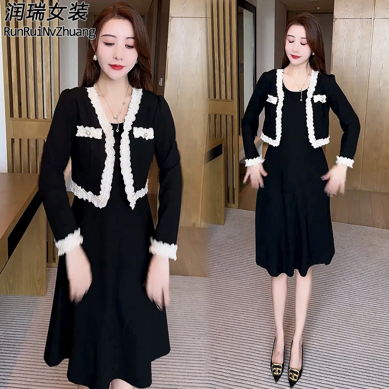 连衣裙通勤收腰显瘦休闲风时尚套装裙子法式春秋秋冬小香风潮流