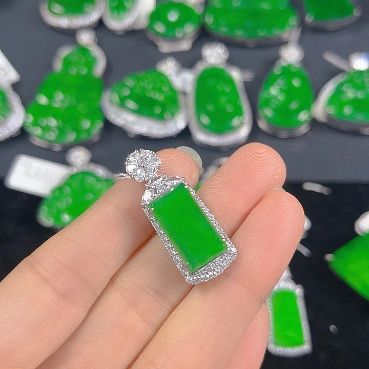 翡翠银S925镶嵌吊坠(不含链)