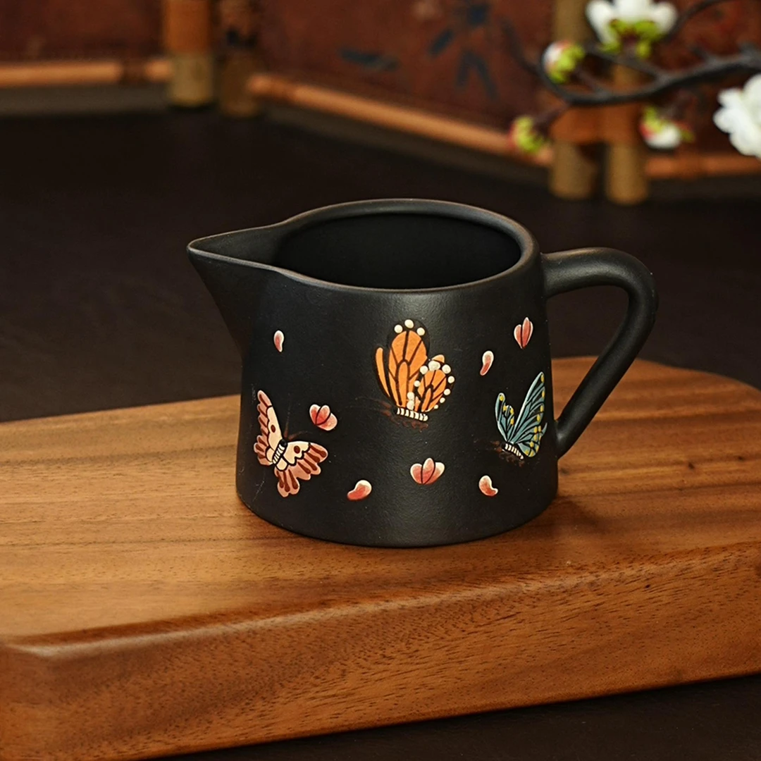 【9040蝶恋花】宜兴原矿紫砂全手工蝴蝶茶器公道杯茶具