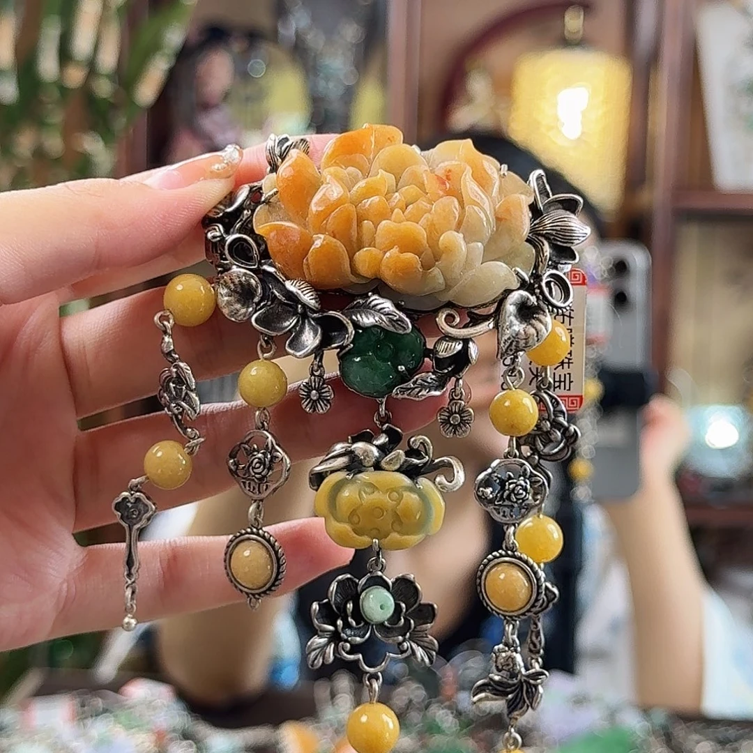 翡翠银S925镶嵌发饰