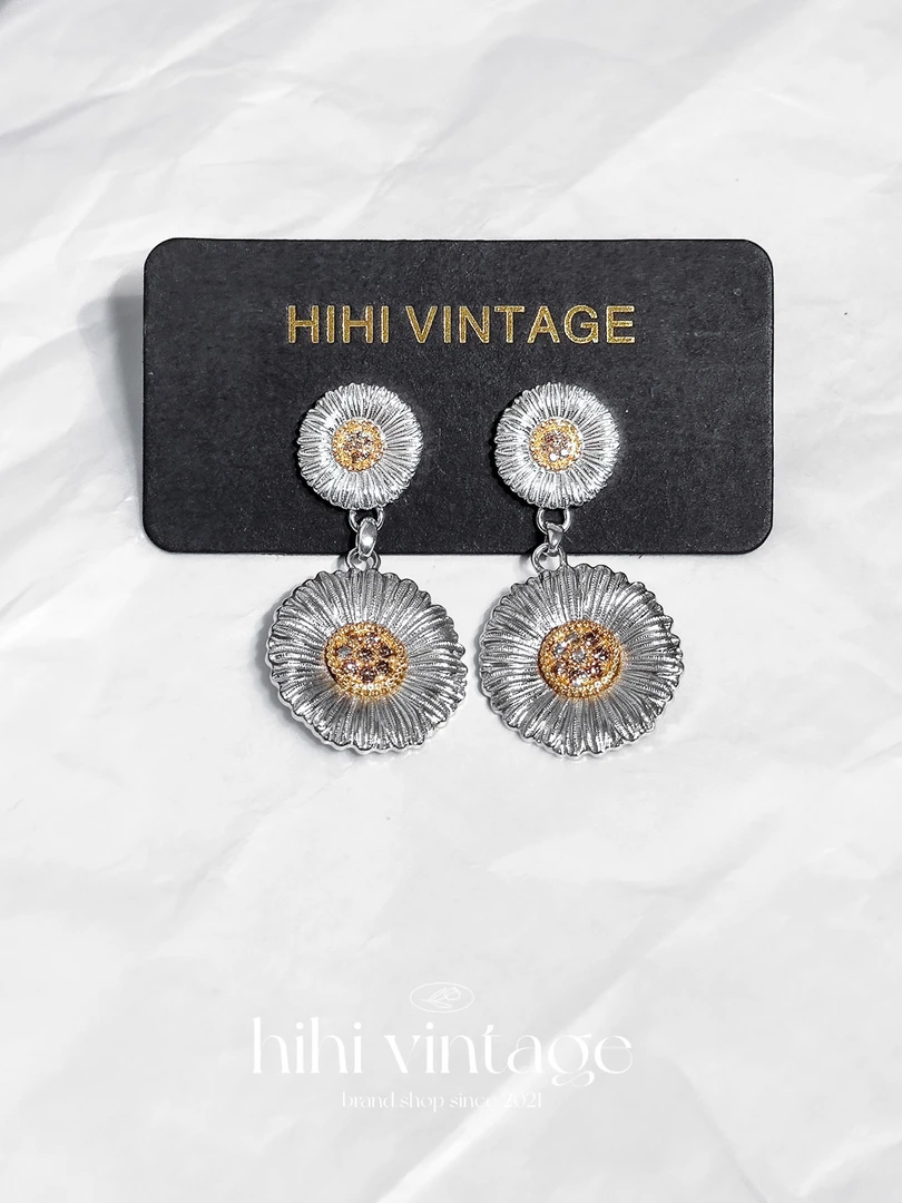 99新 BUCCELLATI/布契拉提  镶钻小雏菊吊坠耳钉 /17408865