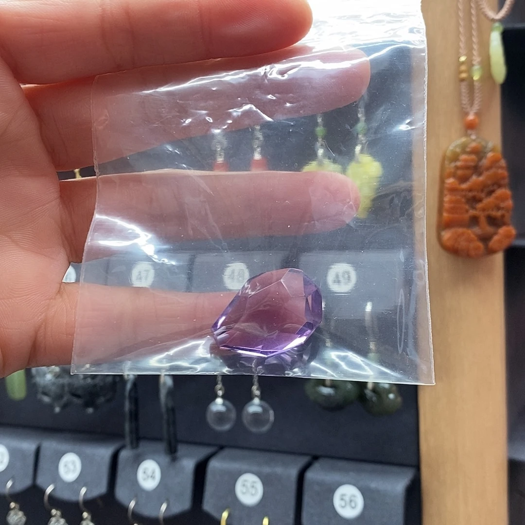 天***票耳饰银S925镶嵌紫晶