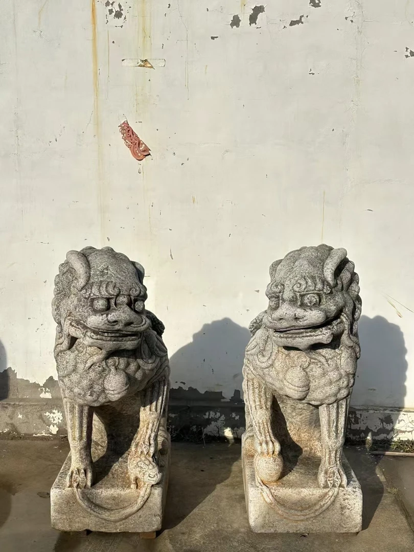 青石材质皮壳老辣的复古麒麟迎门石狮子手工工艺品雕塑雕刻石雕