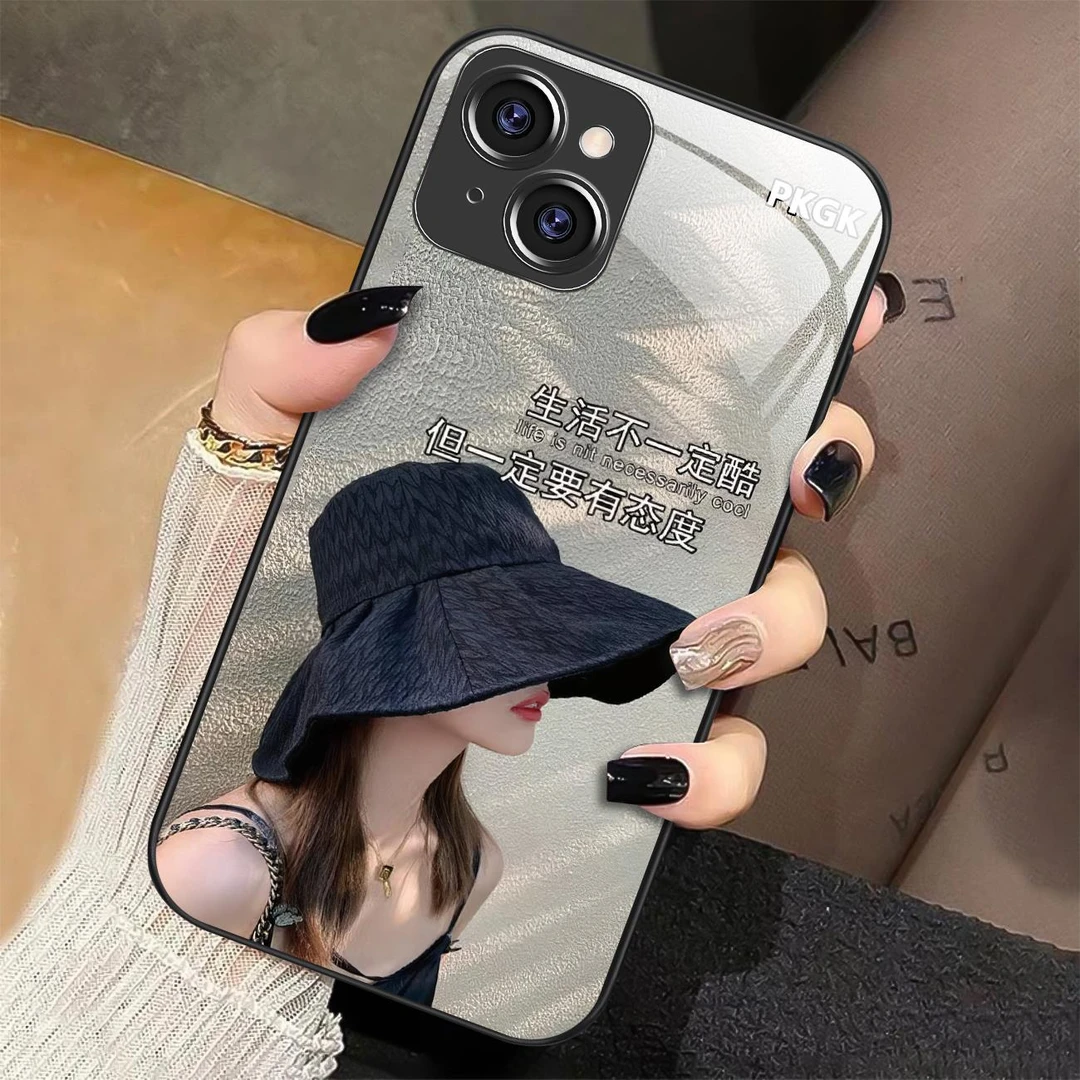 适用【苹果14】生活态度液态玻璃手机壳 超薄防摔刮 优雅时尚