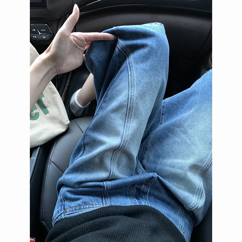 美式水洗蓝七分牛仔裤女2025夏季新款设计感宽松显瘦百搭阔腿中裤