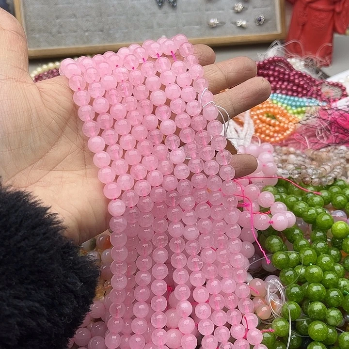 玛瑙/玉髓珠宝半成品未镶嵌一条8mm粉晶