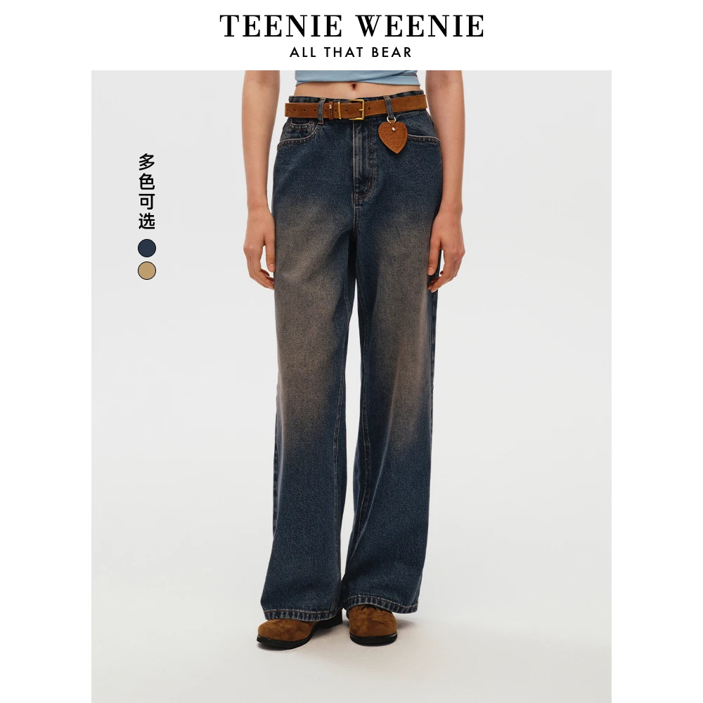 TeenieWeenie小熊女装牛仔裤2025年春新款直筒长裤女TTTJ256314N