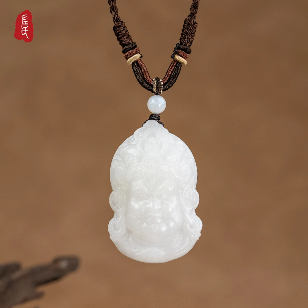 【左氏珠宝】和田玉白玉黄财神吊坠时尚1949