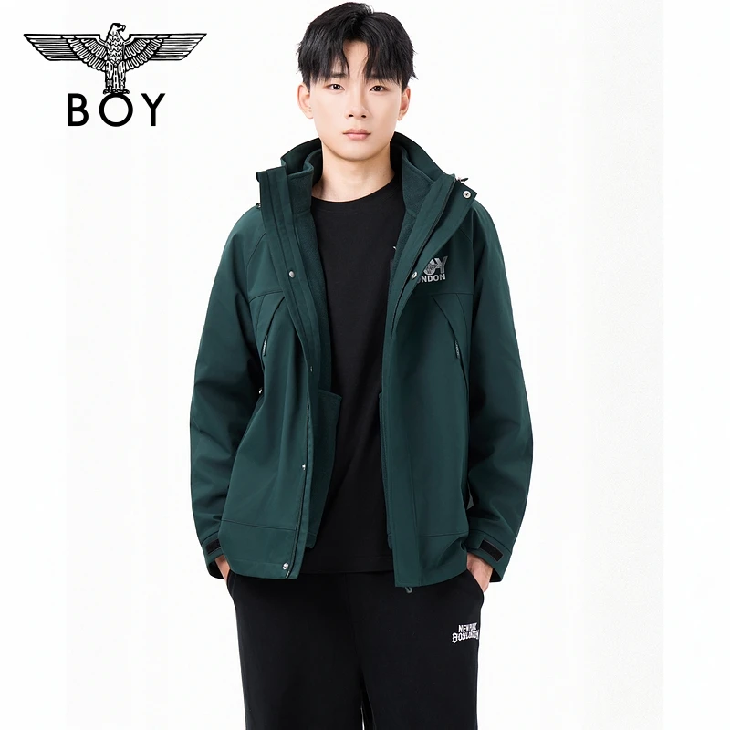 BOY秋季潮牌男女同款三合一摇粒绒防水户外夹克外套N23902