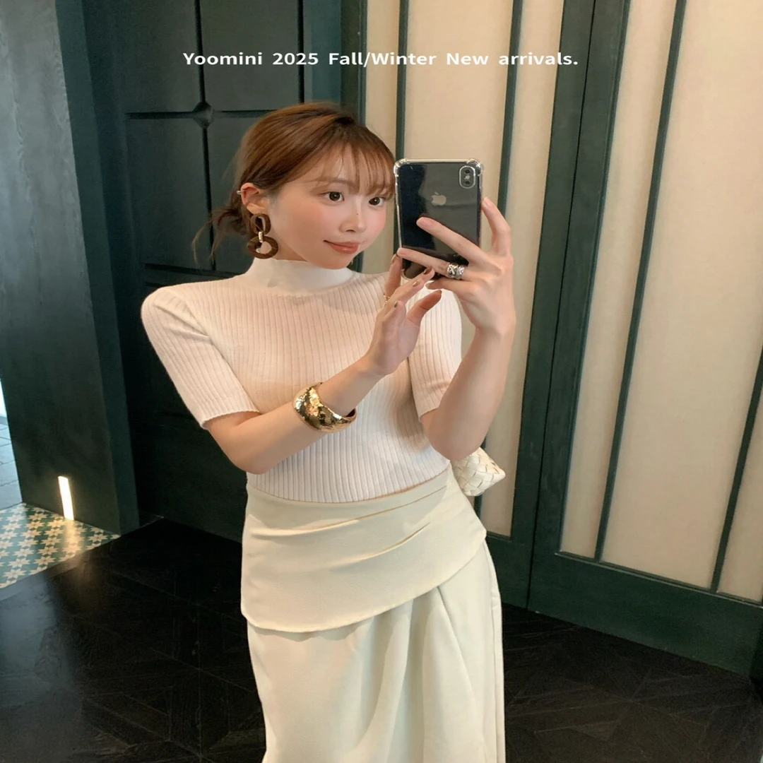 17174常规款短款百搭纯色针织毛针织衫上衣针织衫毛衣韩版