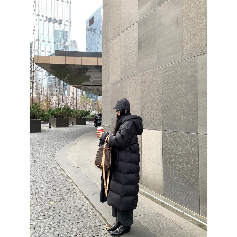 大小姐77ji寒重磅高克重90白鹅绒冬季保暖加厚长款过膝羽绒服外套