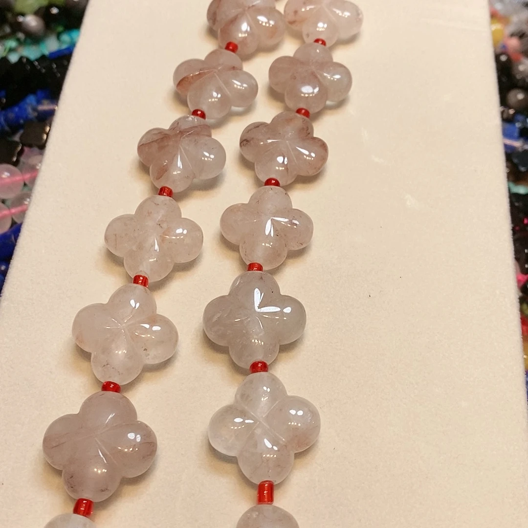 玛瑙/玉髓散珠天然红椒花四叶草到手8颗